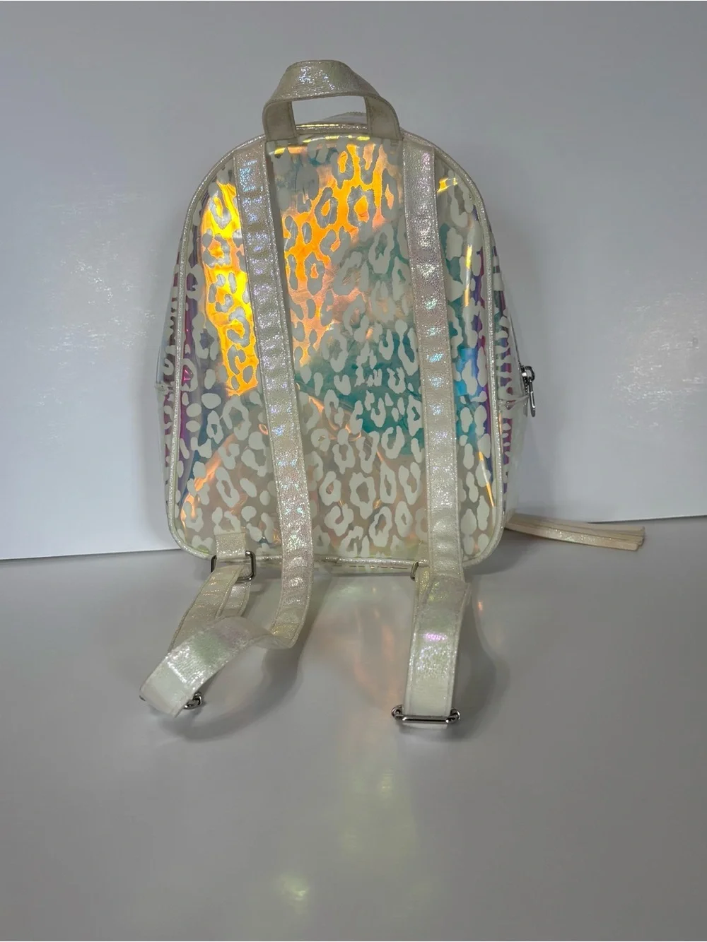Justice Iridescent Leopard Mini Backpack - White